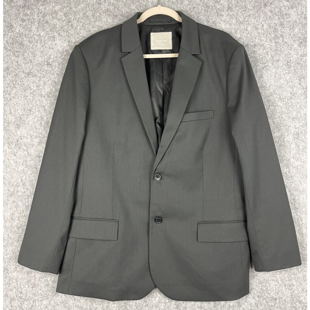 Everlane Blazer Sport Coat Mens 44R Gray Wool Stretch 2 Button Classic Preppy